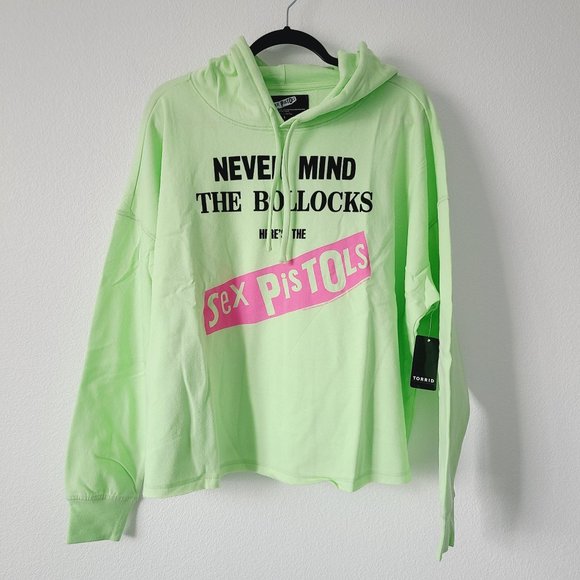 torrid Sweaters - Torrid Sex Pistols Cozy Fleece Crop Hoodie Sweater Plus Size 1X Green